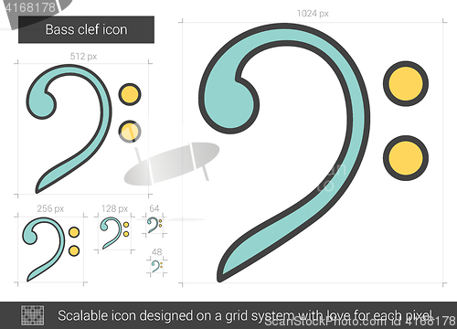 Image of Bass clef line icon.