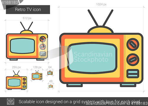 Image of Retro TV line icon.