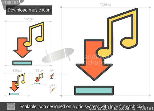 Image of Download music line icon.