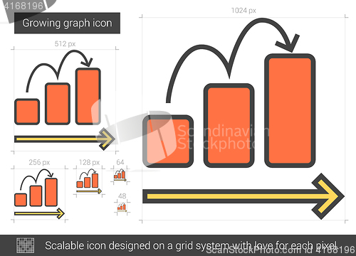 Image of Growing graph line icon.