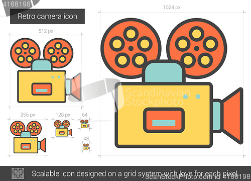 Image of Retro camera line icon.