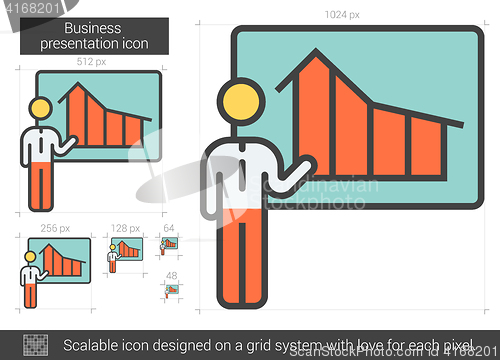 Image of Businessman presentation line icon.