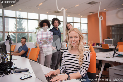 Image of informal business woman working in the office