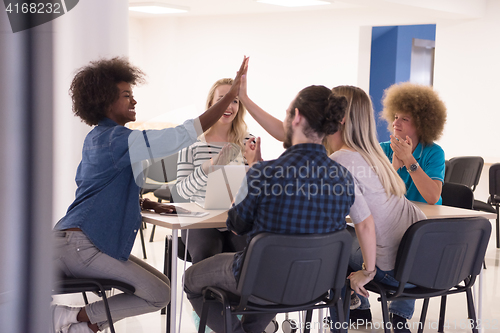 Image of Multiethnic startup business team on meeting