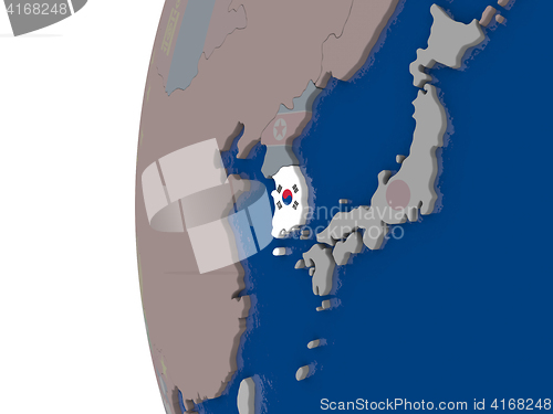 Image of South Korea with national flag