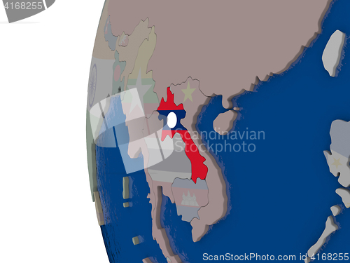 Image of Laos with national flag