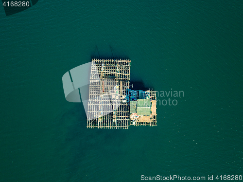 Image of Aerial View of Farm on Cultivation of Seashells