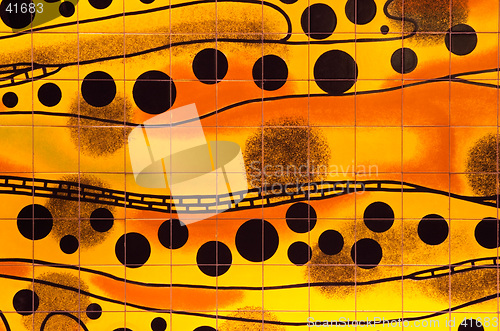 Image of Colourful ceramic mosaic in the underground railway of Lisbon, Portugal