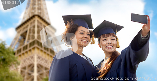 Image of students or bachelors taking selfie by smartphone