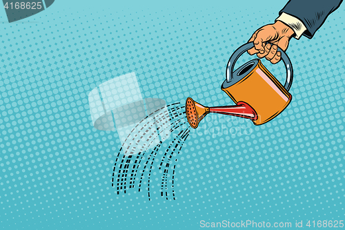 Image of businessman watered from a watering can