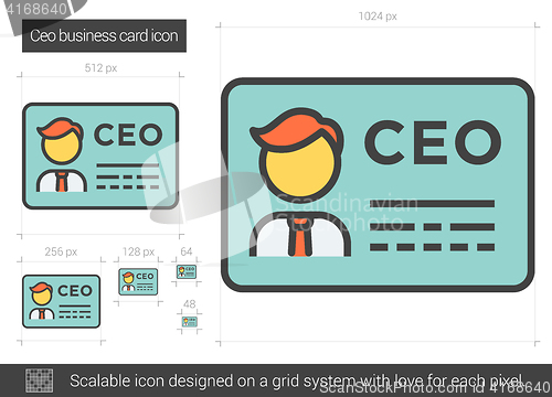 Image of CEO business card line icon.