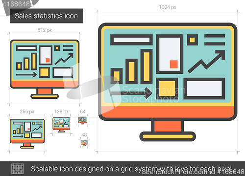 Image of Sales statistics line icon.
