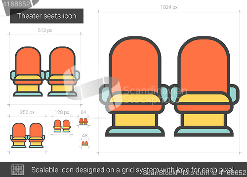 Image of Theater seats line icon.