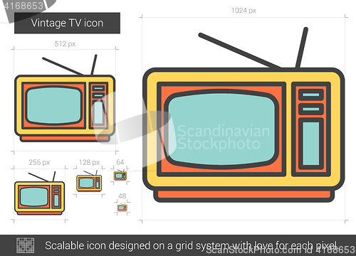 Image of Vintage TV line icon.