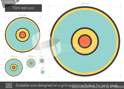 Image of Film reel line icon.