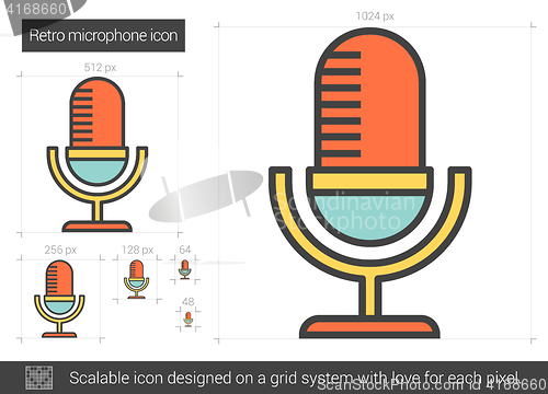 Image of Retro microphone line icon.