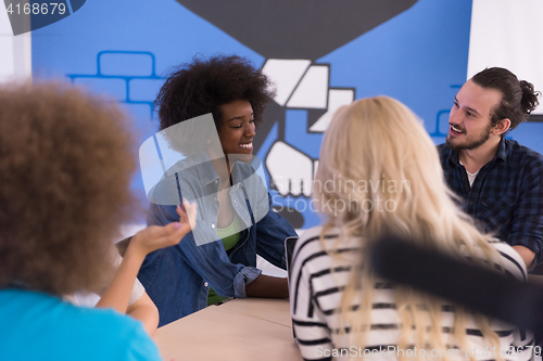 Image of Multiethnic startup business team on meeting