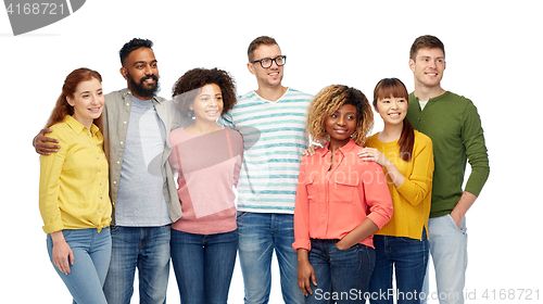 Image of international group of happy smiling people