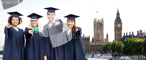 Image of students or bachelors pointing at you in london