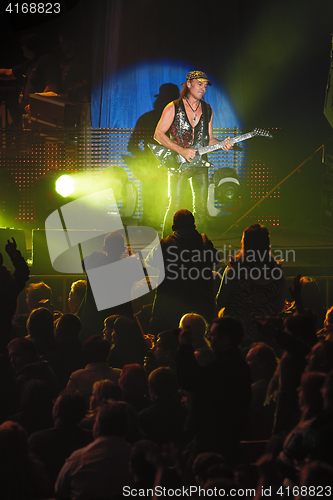 Image of Dnipropetrovsk, Ukraine October 31, 2012: Matthias Jabs from Scorpions rock band