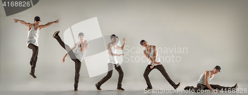 Image of The man dancing hip hop choreography