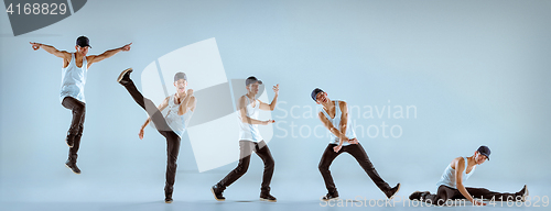 Image of The man dancing hip hop choreography