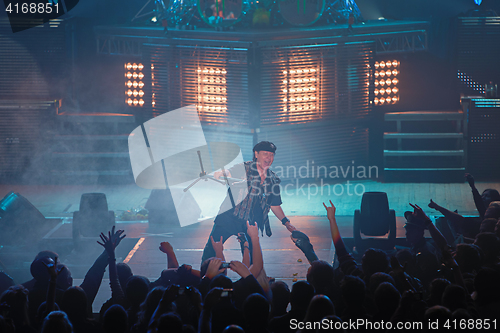 Image of Dnipropetrovsk, Ukraine - October 31, 2012: Scorpions rock band