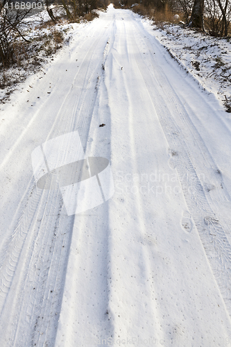 Image of winter road, close-up