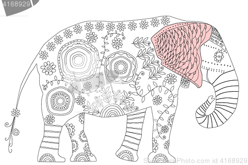 Image of Black and white illustration for coloring book