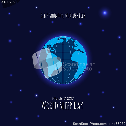 Image of Earth and stars on dark blue background.