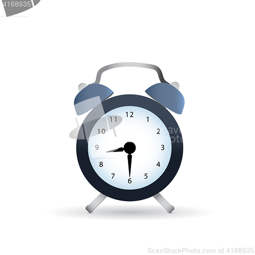 Image of Classic dark alarm clock over white background