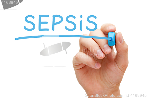 Image of Sepsis Handwritten With Blue Marker