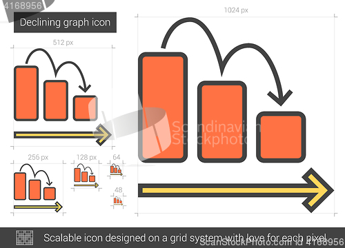 Image of Declining graph line icon.