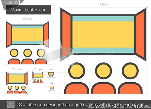 Image of Movie theater line icon.