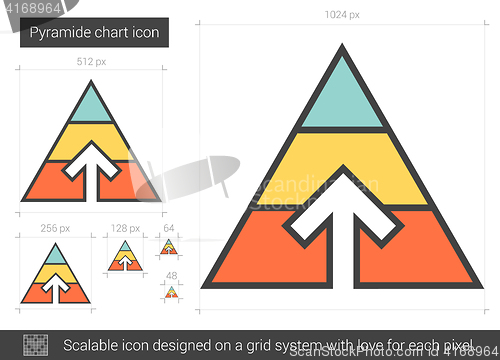 Image of Pyramid chart line icon.