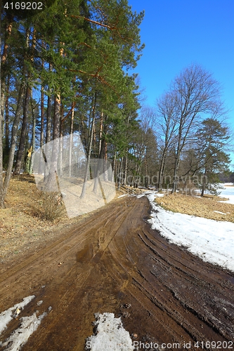 Image of Dirtroad with melting snow