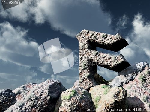 Image of rune rock under cloudy blue sky - 3d illustration