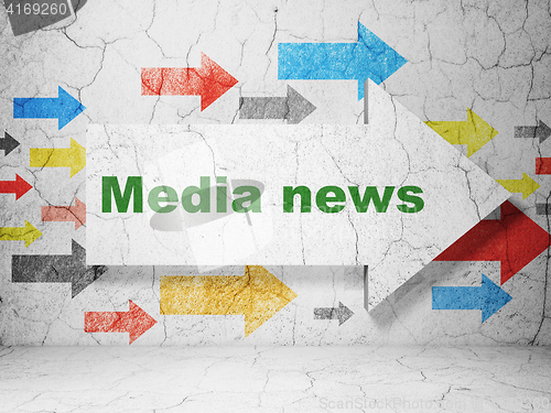 Image of News concept: arrow with Media News on grunge wall background