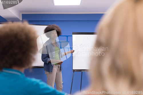 Image of Black woman Speaker Seminar Corporate Business Meeting Concept