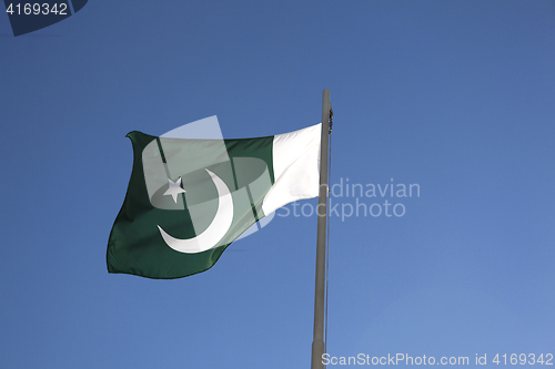 Image of National flag of Pakistan on a flagpole