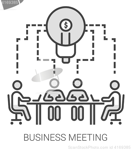 Image of Business meeting line infographic.