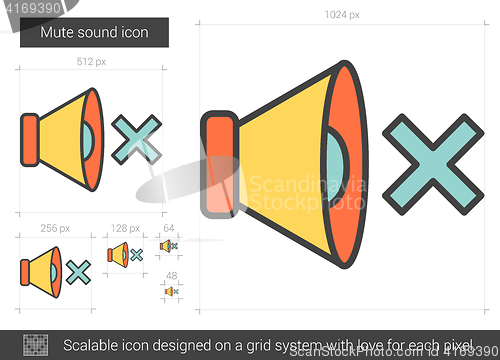 Image of Mute sound line icon.