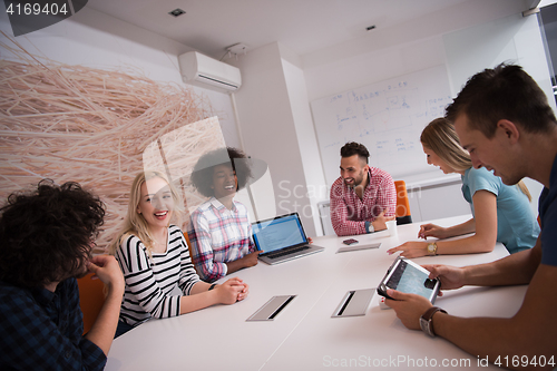 Image of Multiethnic startup business team on meeting