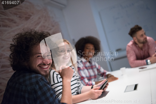 Image of Multiethnic startup business team on meeting