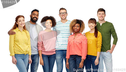 Image of international group of happy smiling people