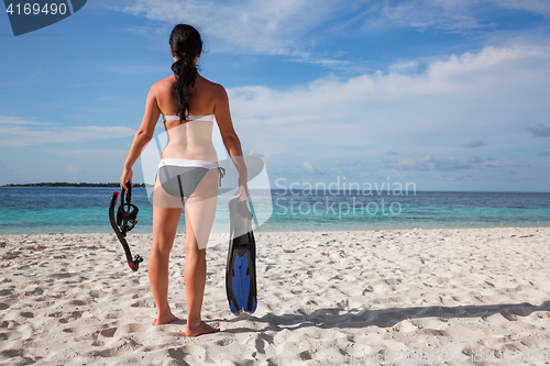 Image of Girl and snorkeling gear
