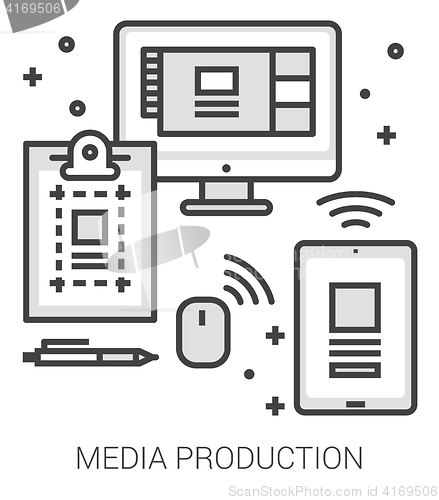 Image of Media production line infographic.