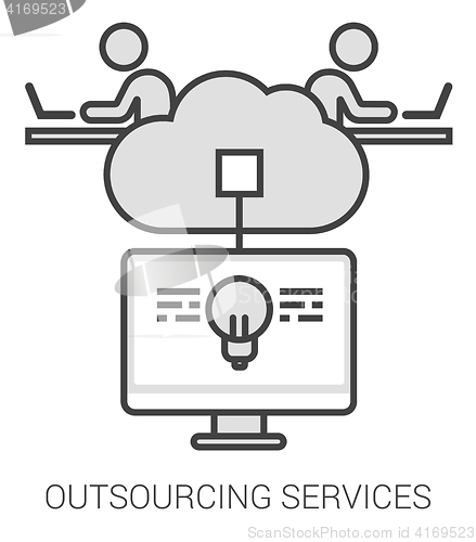 Image of Outsourcing services line infographic.