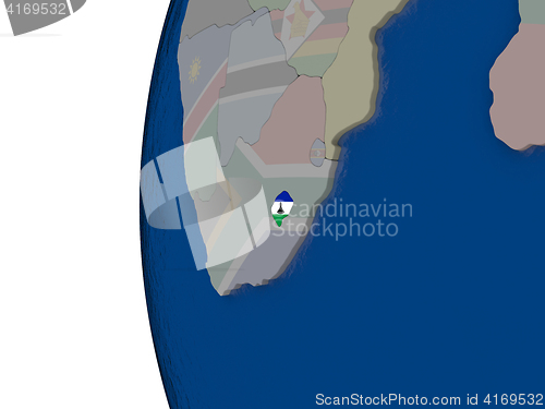 Image of Lesotho with national flag