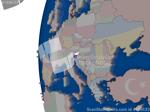 Image of Slovenia with national flag